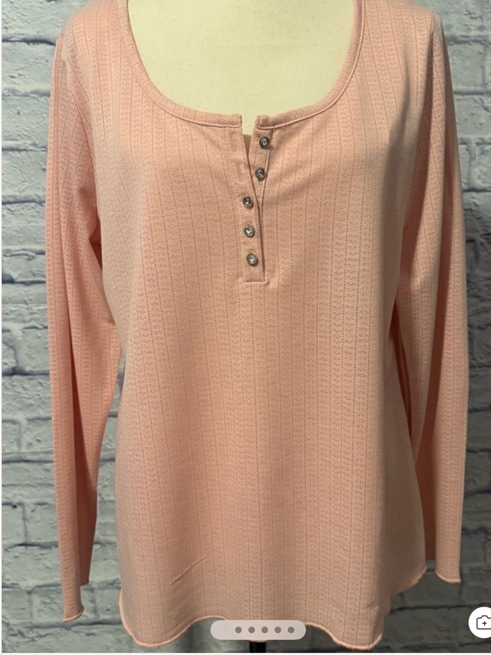 Jessica Simpson Pink Scoop Neck Henley Long-Sleeve Top